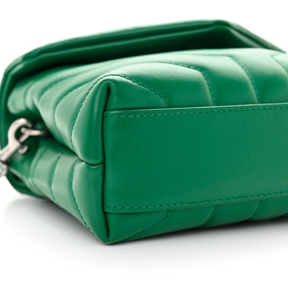 Saint Laurent Calfskin Y Quilted Monogram Toy Loulou Crossbody Bag Green Field 9 of 10