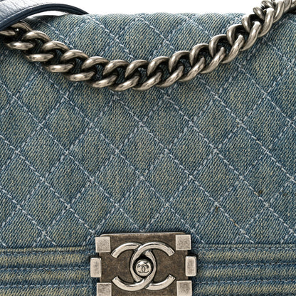 Chanel Denim Quilted Medium Boy Flap Blue 8 of 11
