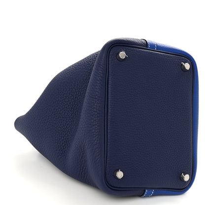 Hermes Taurillon Clemence Casaque Picotin Lock 18 PM Bleu Electrique Bleu Encre 9 of 11