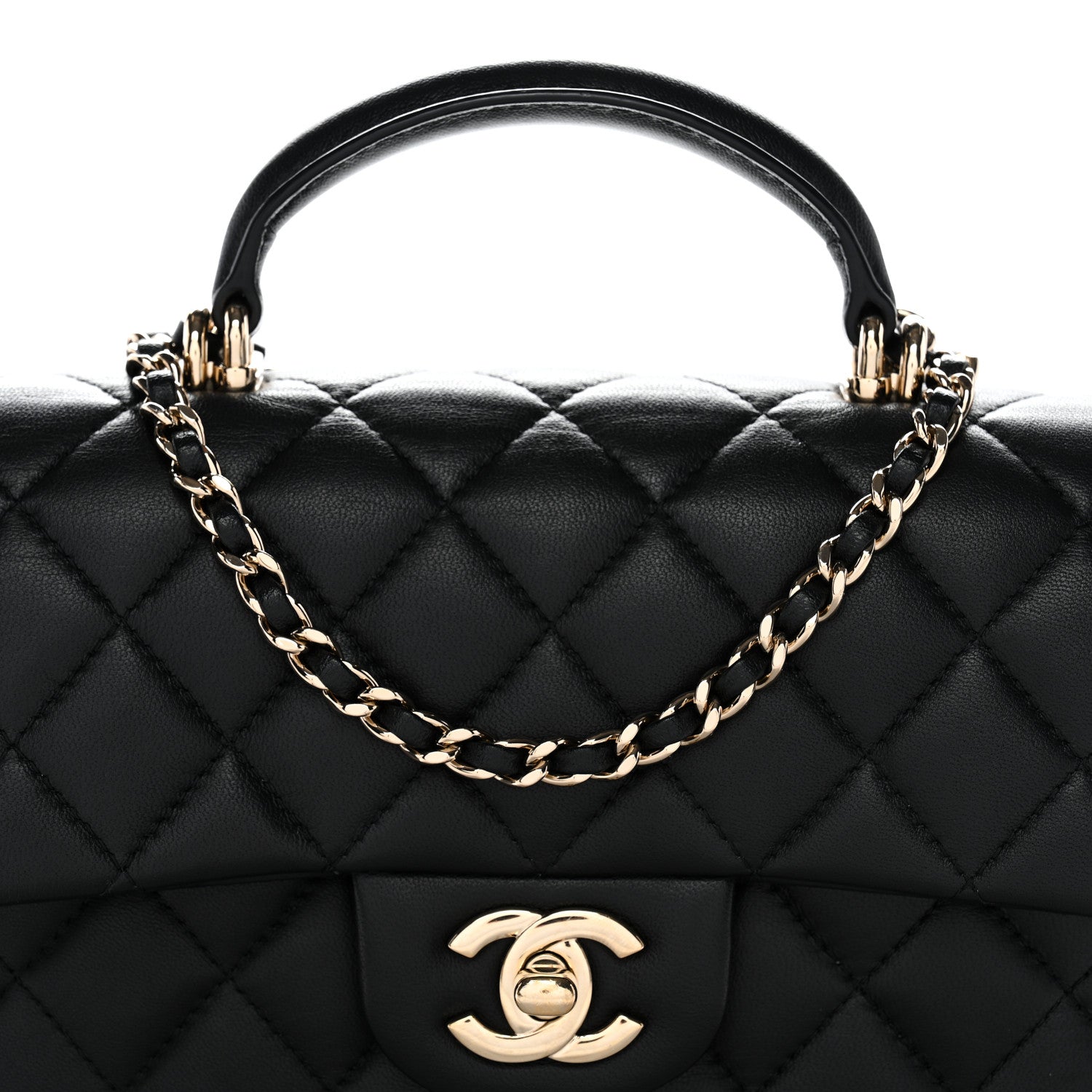 Chanel Lambskin Quilted Mini Top Handle Rectangular Flap Black 8 of 10