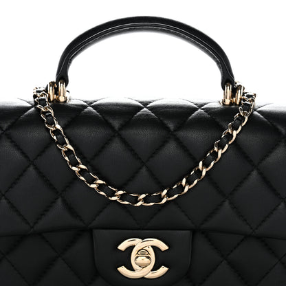 Chanel Lambskin Quilted Mini Top Handle Rectangular Flap Black 8 of 10