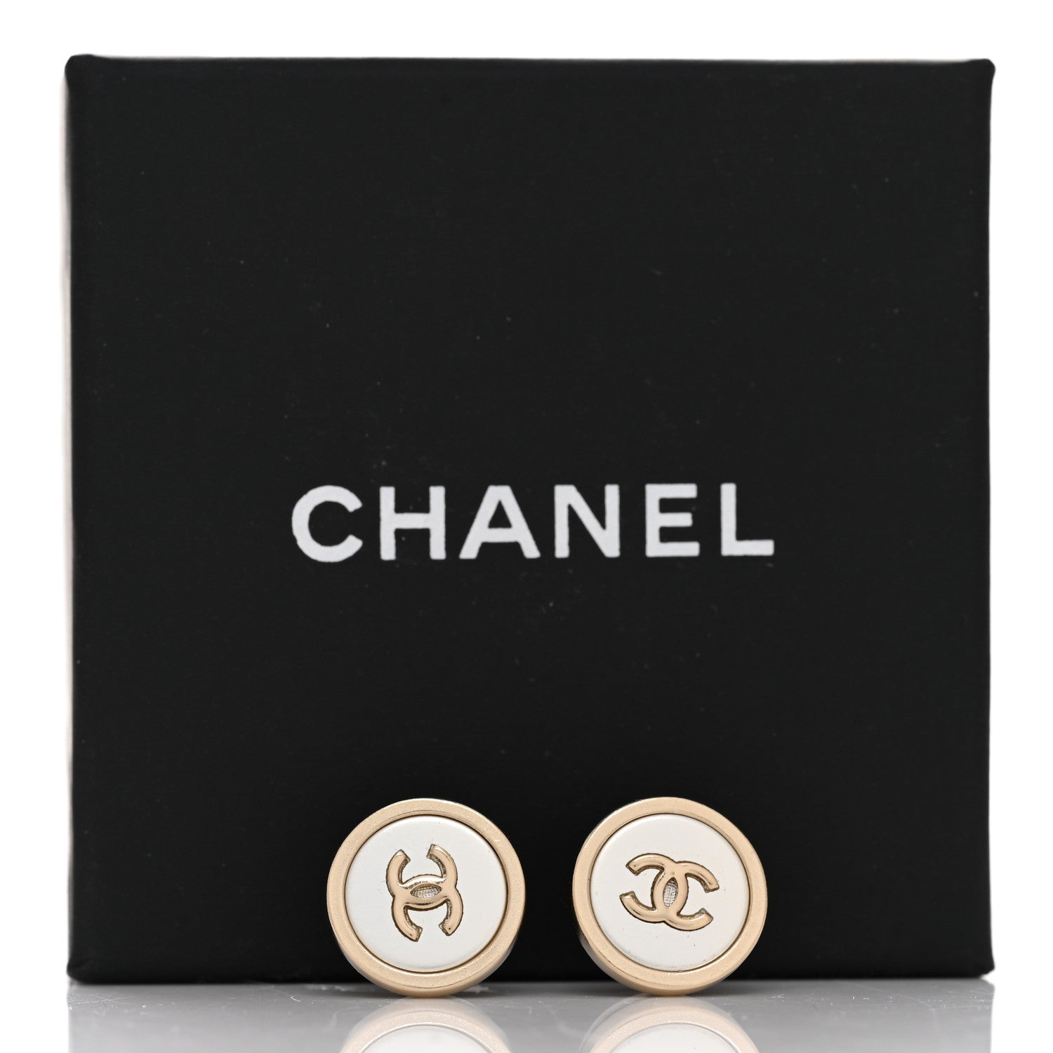 Chanel Pearl Coco Round Earrings Gold Pearly White 5 of 5