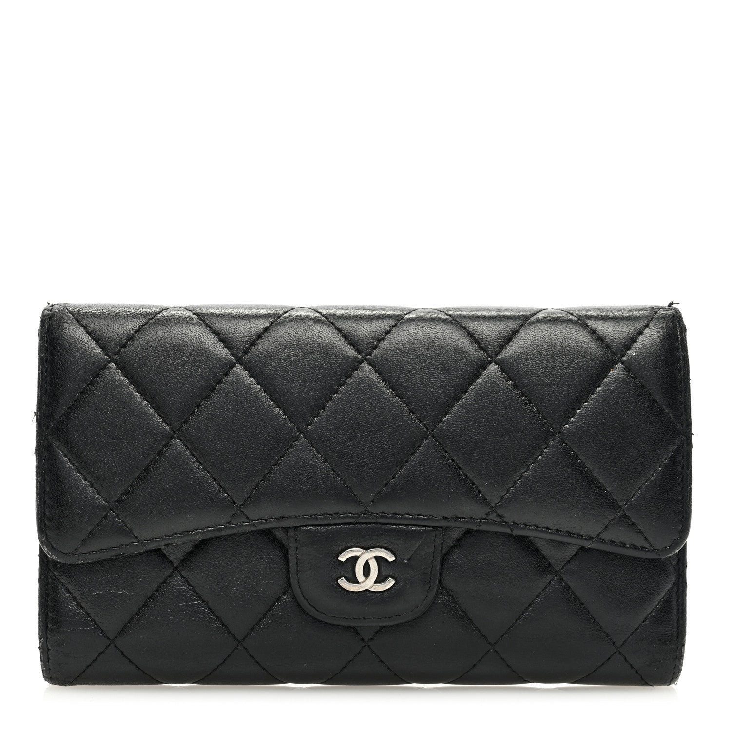 Chanel Lambskin Quilted Large Flap Wallet Black 1 of 13