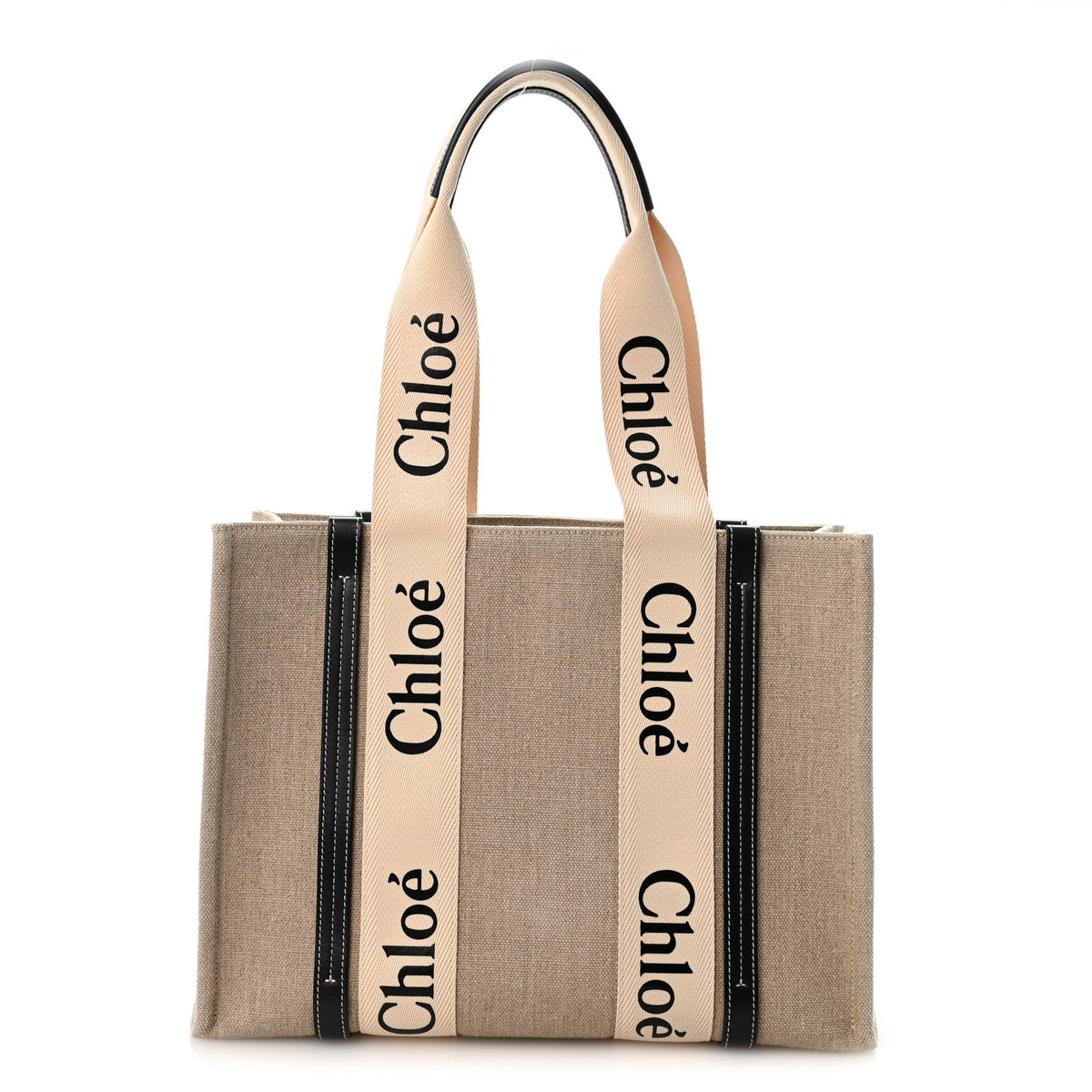 Chloe Cotton Calfskin Medium Woody Ribbon Tote White Blue 1 of 10