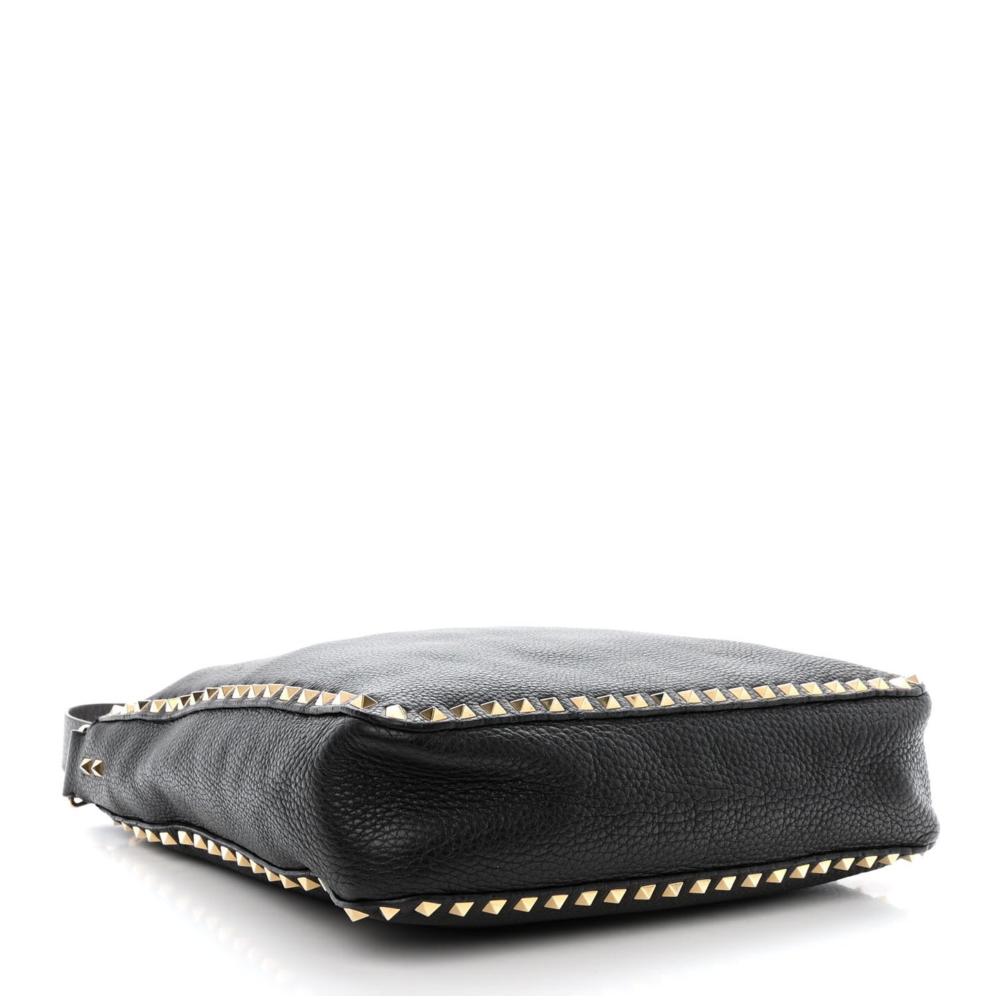 Pebbled Calfskin Large Rockstud Flip-Lock Messenger Bag Black