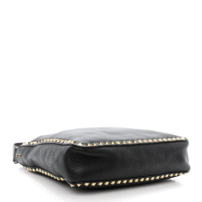 Valentino Garavani Pebbled Calfskin Large Rockstud Flip-Lock Messenger Bag Black 4 of 12