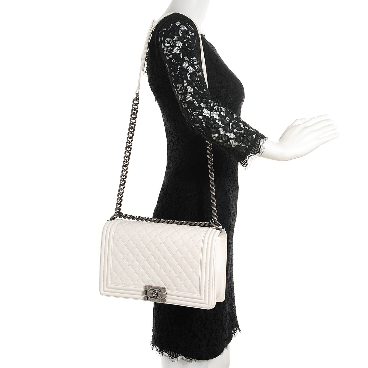 Chanel Lambskin Quilted New Medium Boy Flap White 2 of 8
