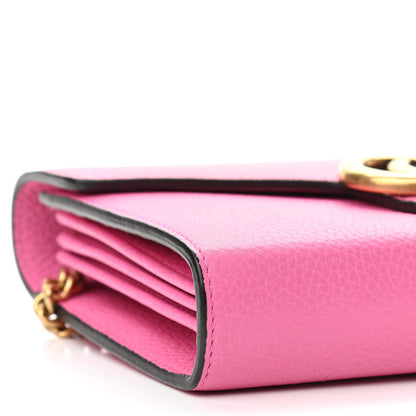 Gucci Cellarius Calfskin GG Marmont Chain Wallet Pink Tropical Flower 9 of 10