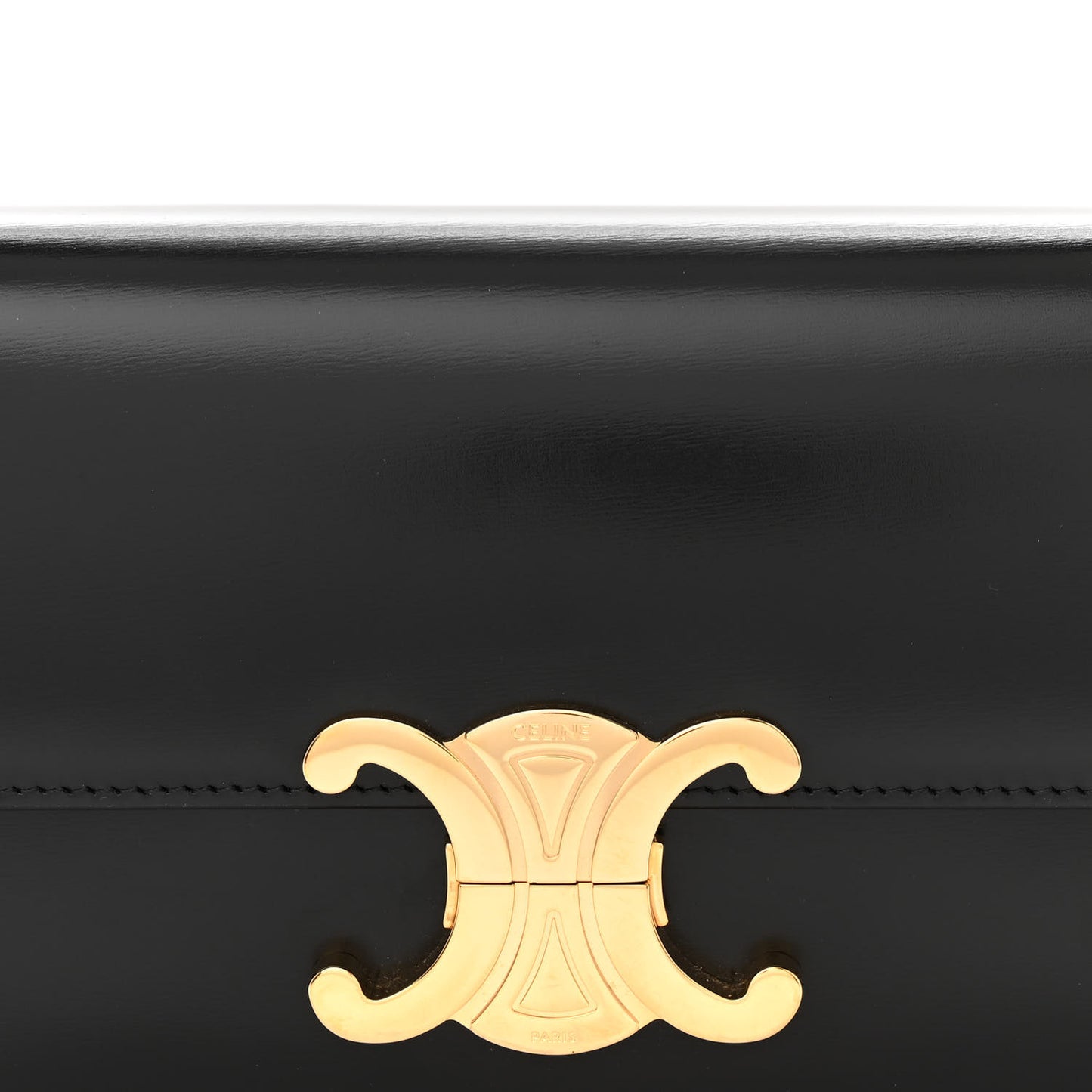 Shiny Calfskin Triomphe Shoulder Bag Black