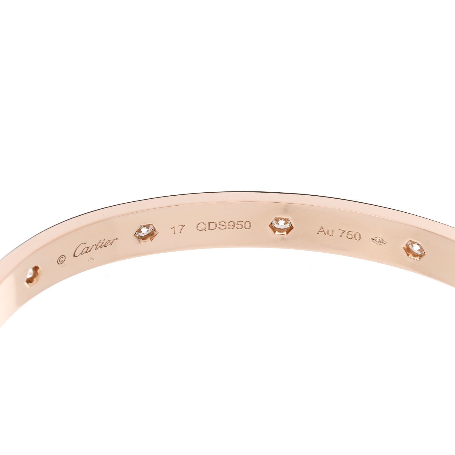Cartier 18K Pink Gold 10 Diamond LOVE Bracelet 17 7 of 10