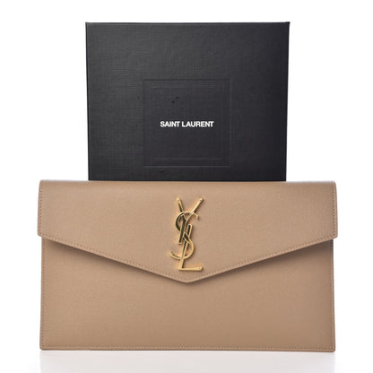 Saint Laurent Grain De Poudre Uptown Pouch Dark Latte 8 of 8