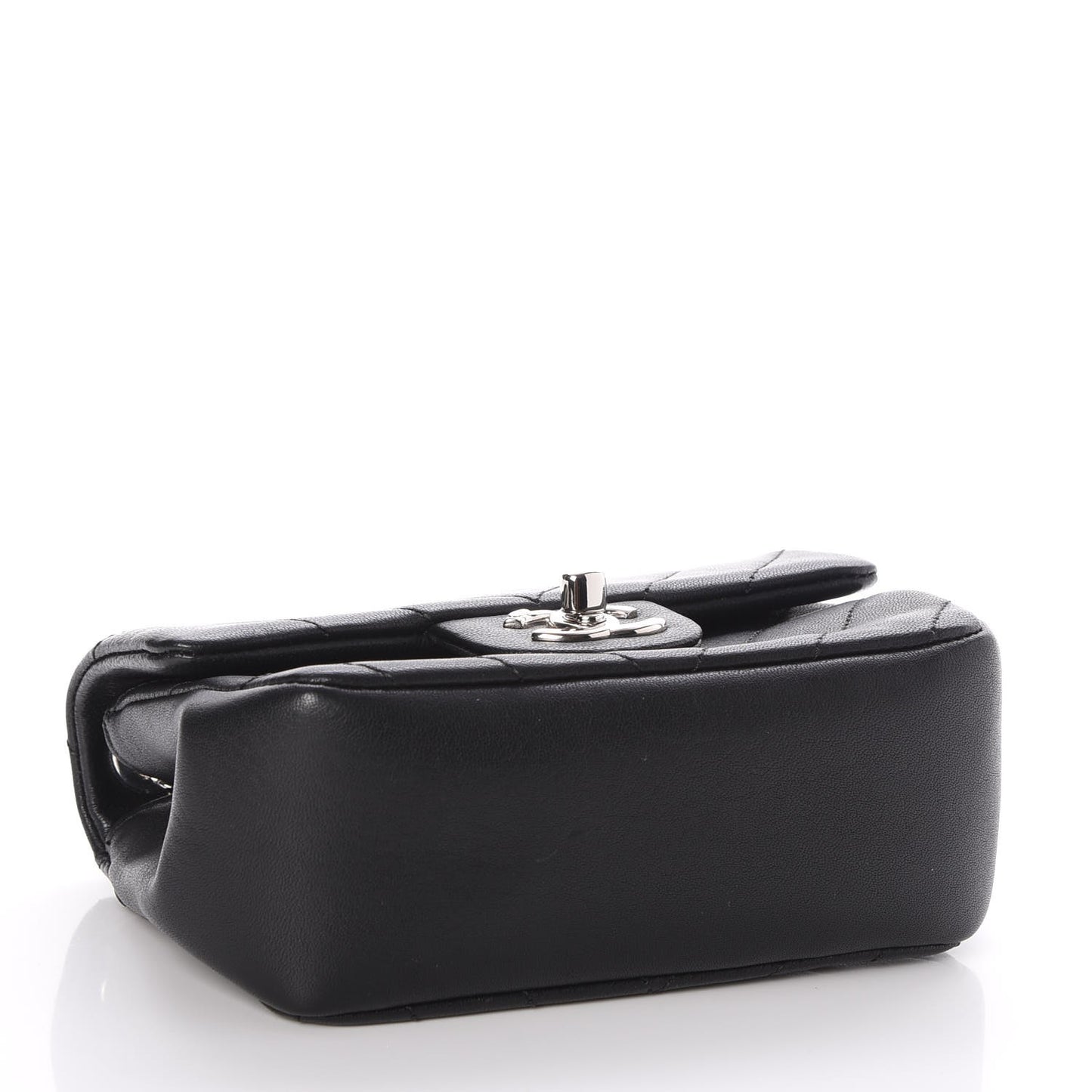 Calfskin Chevron Quilted Mini Flap Black