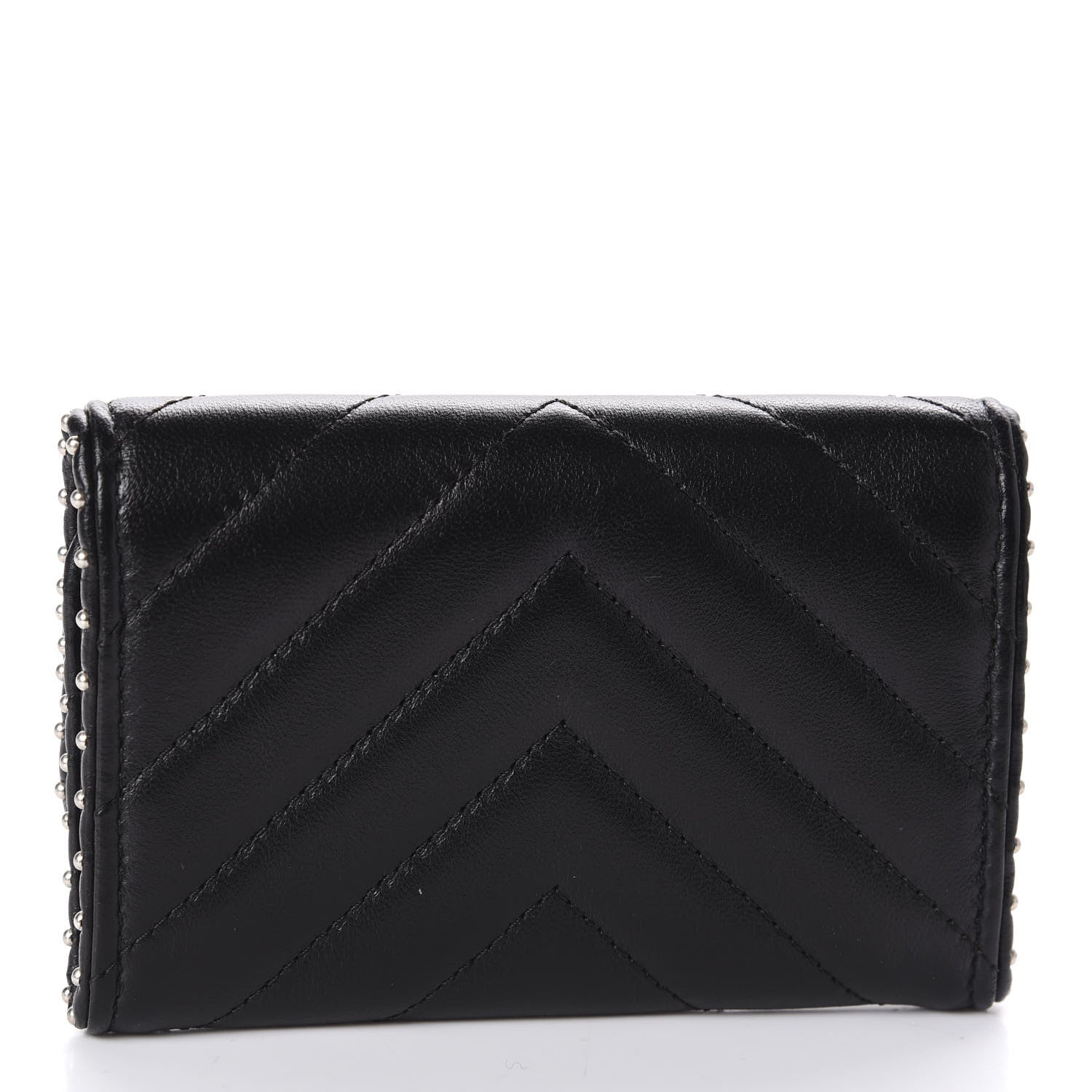 Chanel Lambskin Chevron Quilted Studded Card Holder Black 3 of 9