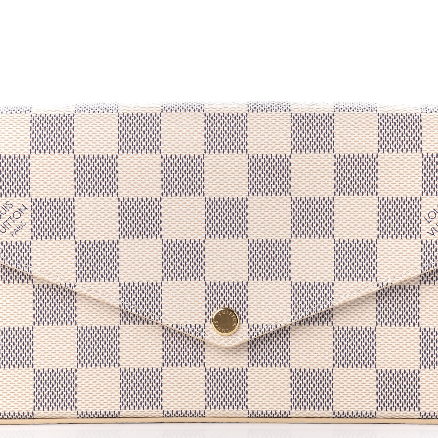 Damier Azur Pochette Felicie Chain Wallet Rose Ballerine
