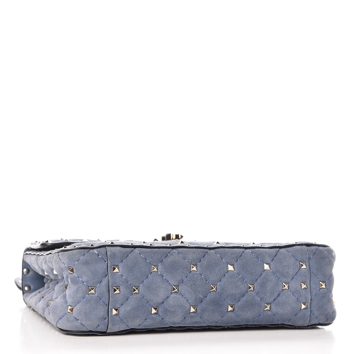 Suede Medium Rockstud Spike Shoulder Bag Blue