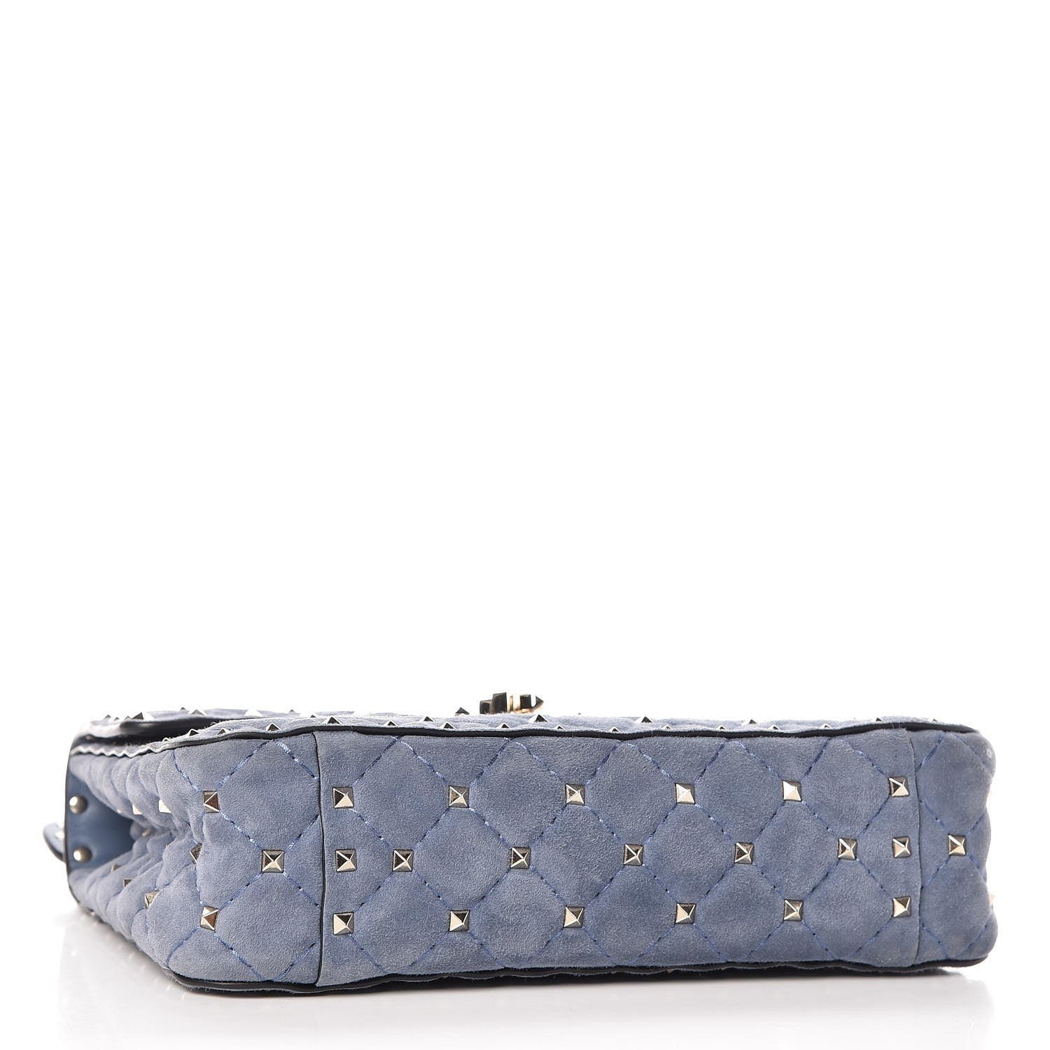 Valentino Garavani Suede Medium Rockstud Spike Shoulder Bag Blue 5 of 7