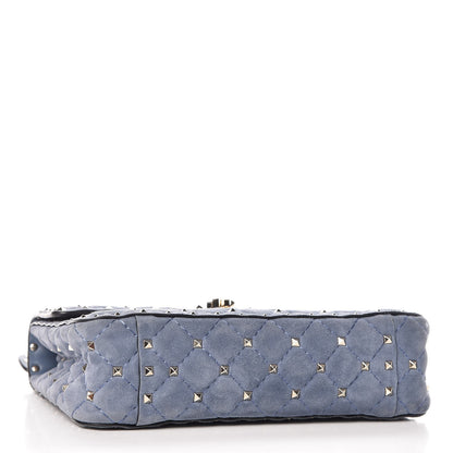 Valentino Garavani Suede Medium Rockstud Spike Shoulder Bag Blue 5 of 7
