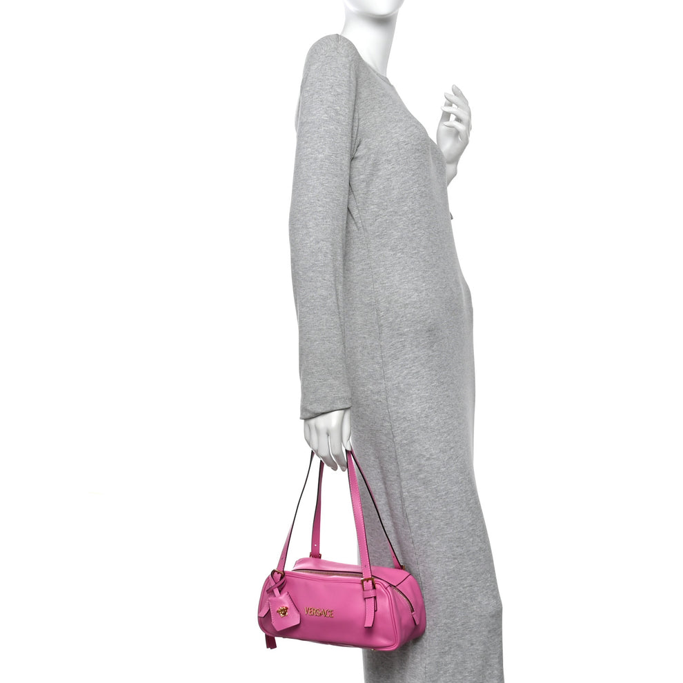 Versace Nappa Tag Bowling Bag Dragon Fruit 1849219 – FASHIONPHILE