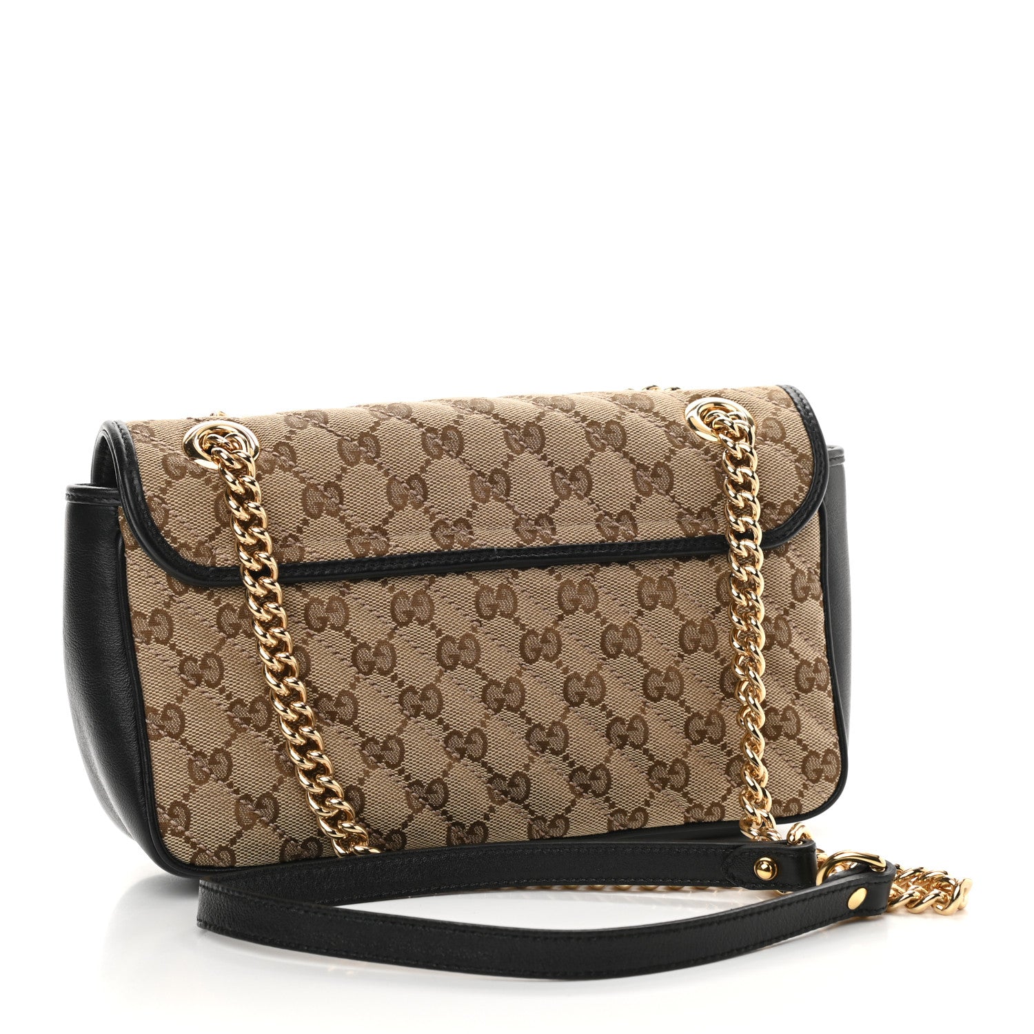 Gucci Monogram Matelasse Diagonal Small GG Marmont Shoulder Bag Beige Black 3 of 10