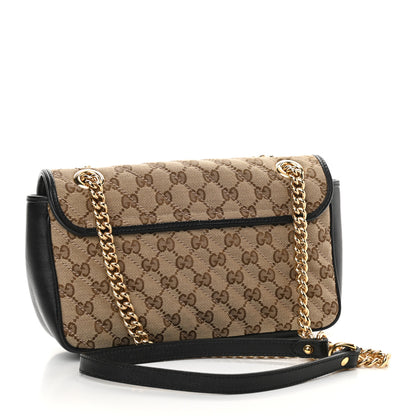 Gucci Monogram Matelasse Diagonal Small GG Marmont Shoulder Bag Beige Black 3 of 10