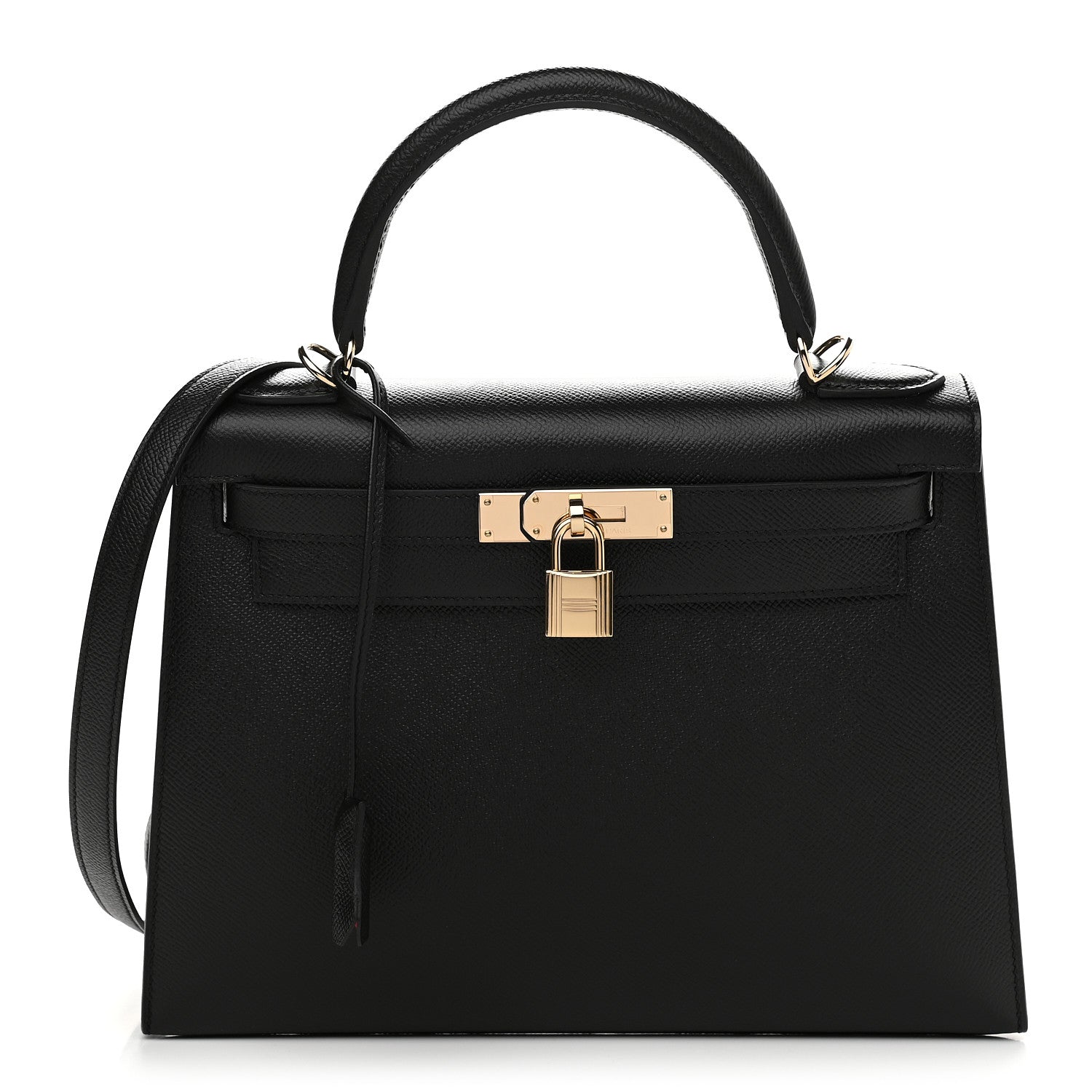 Hermes Epsom Horseshoe Kelly Sellier 28 Black Rose Extreme 1 of 11