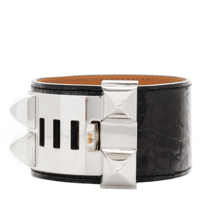 Hermes Shiny Alligator Collier de Chien CDC Bracelet L Black 2 of 7