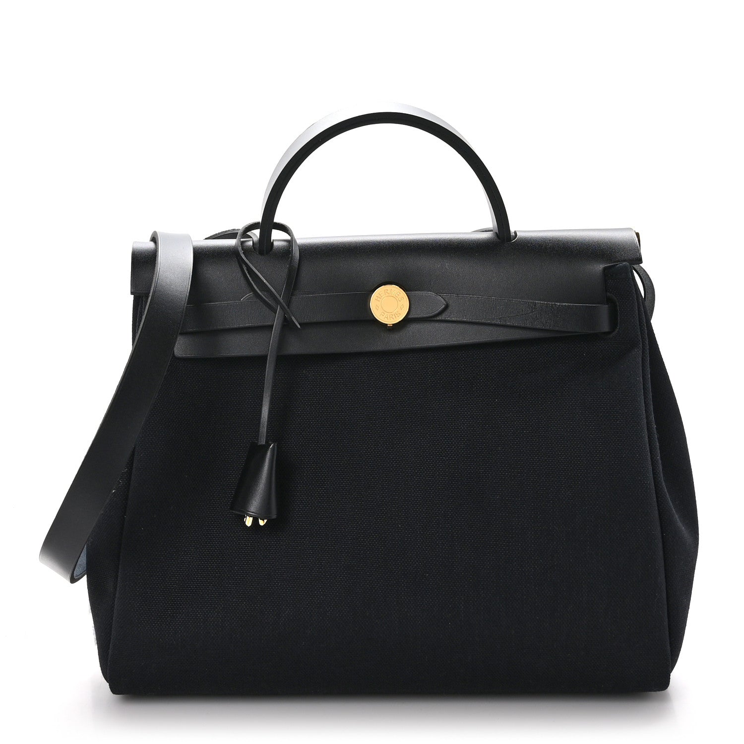 Hermes Military Toile Vache Hunter Herbag Zip Retourne 31 PM Black 1 of 11