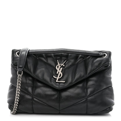 Saint Laurent Lambskin Quilted Small Loulou Puffer Monogram Chain Satchel Black 1 of 11