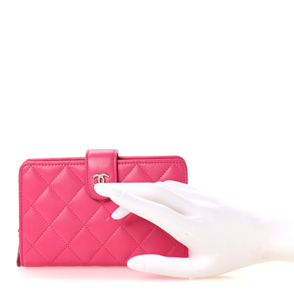 Chanel Lambskin Quilted CC French Wallet Dark Pink 2 of 9