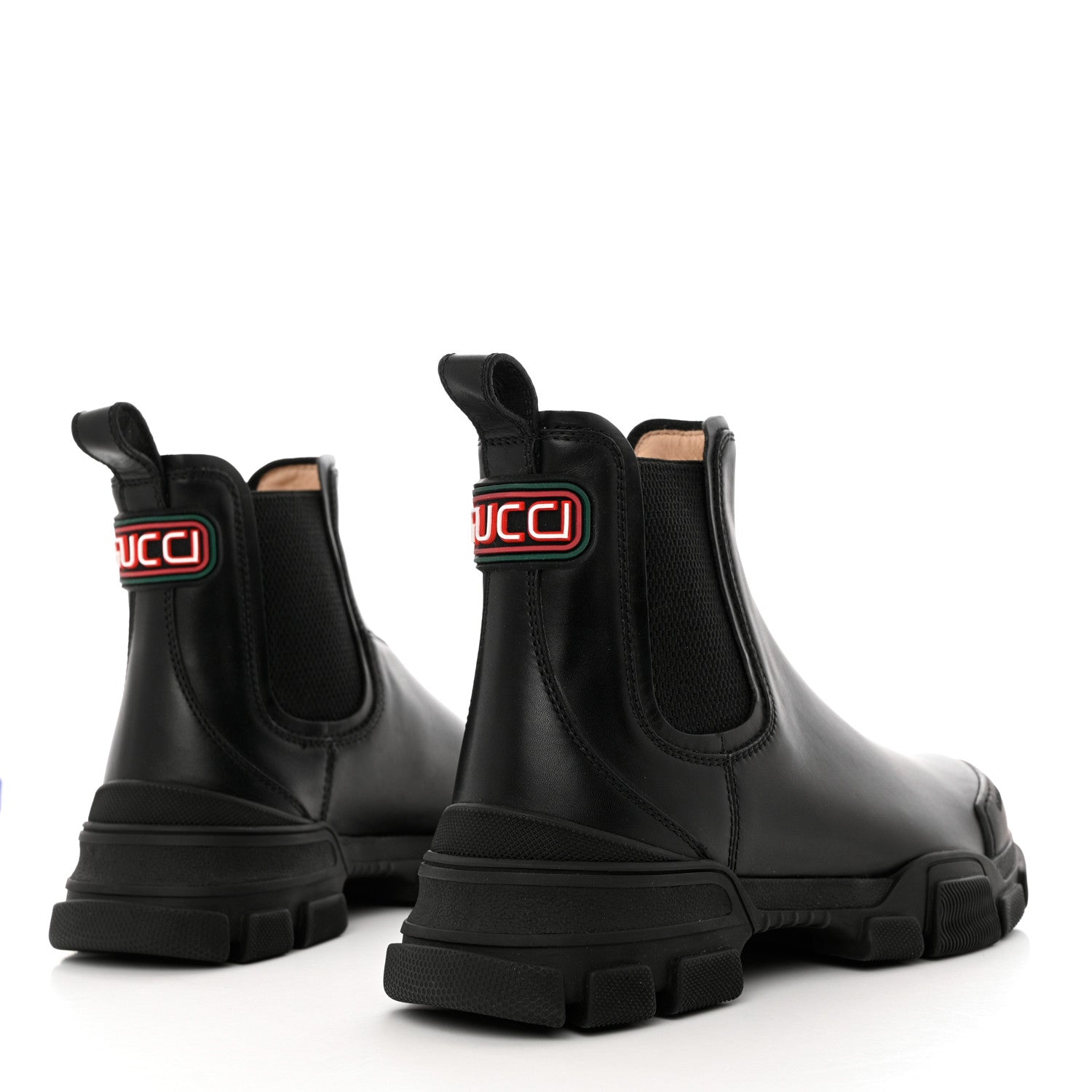 Gucci Calfskin Logo Mens Lug Sole Chelsea Ankle Boots 7 Black 4 of 9