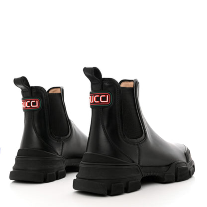 Gucci Calfskin Logo Mens Lug Sole Chelsea Ankle Boots 7 Black 4 of 9
