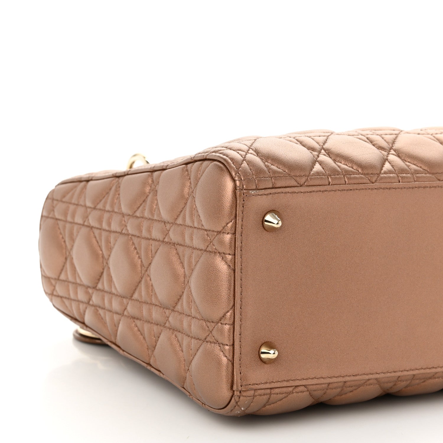 Christian Dior Metallic Lambskin Cannage Medium Lady Dior Bronze 8 of 10