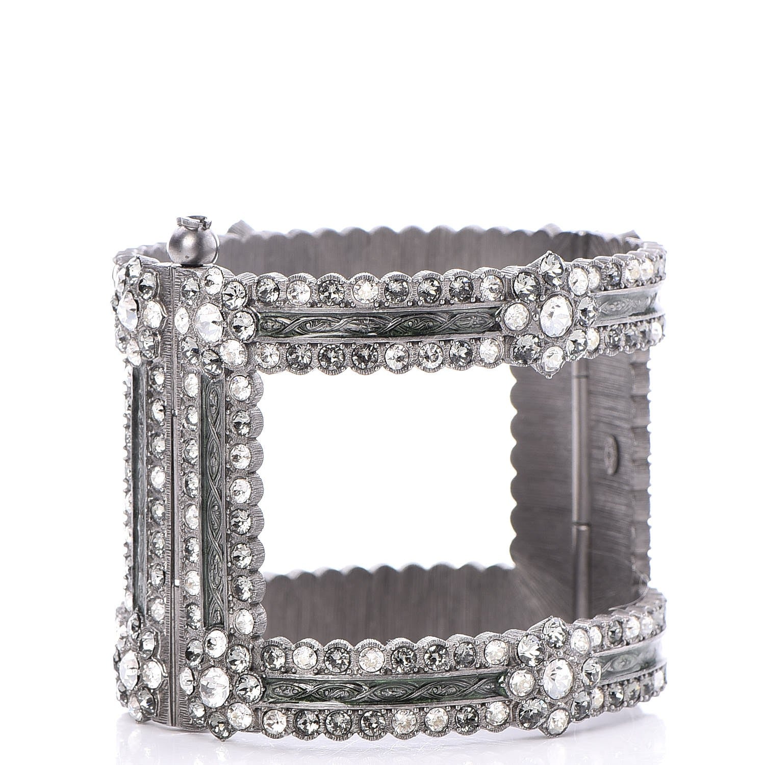 Chanel Ruthenium Crystal Cutout CC Wide Cuff 3 of 8