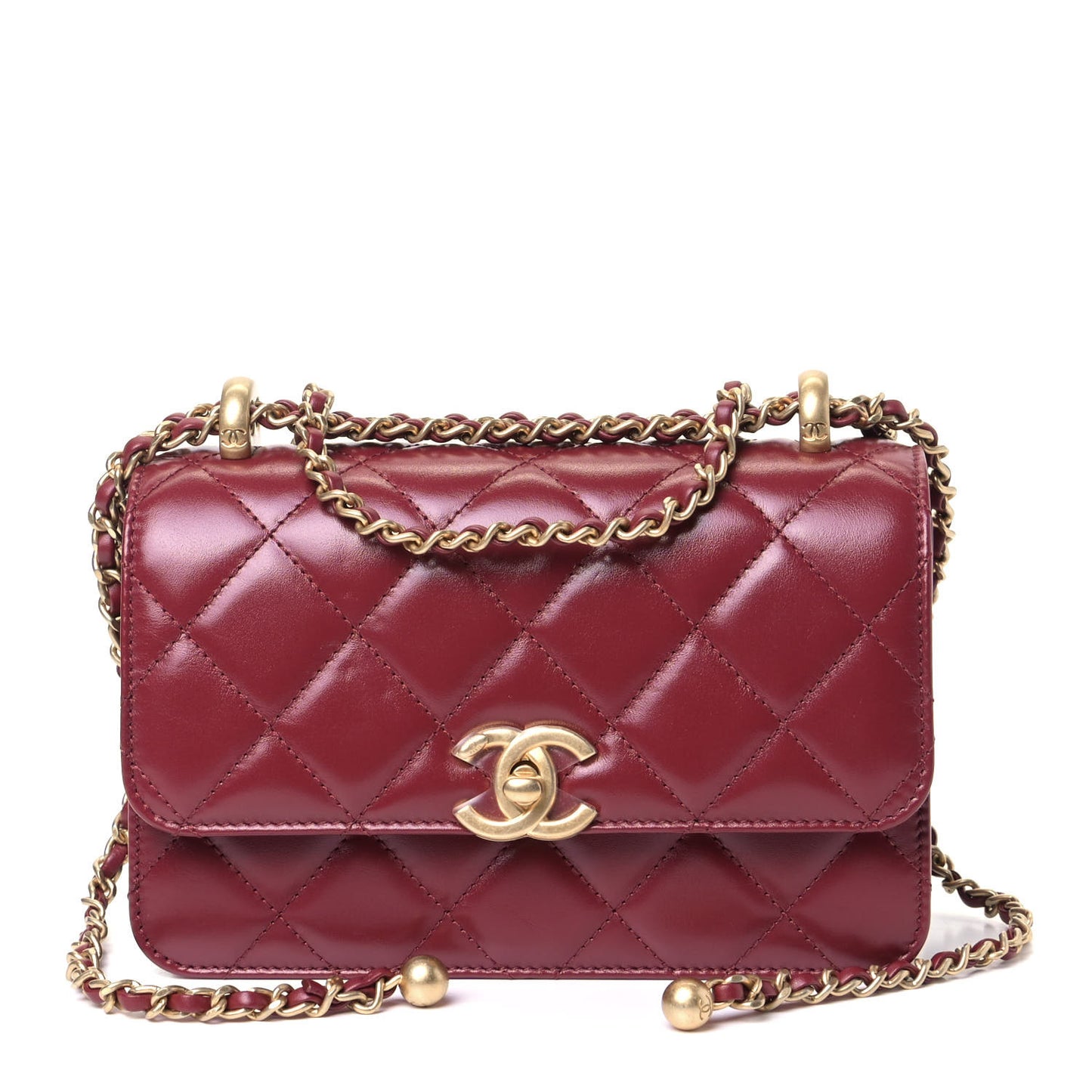 Calfskin Quilted Mini Perfect Fit Flap Burgundy