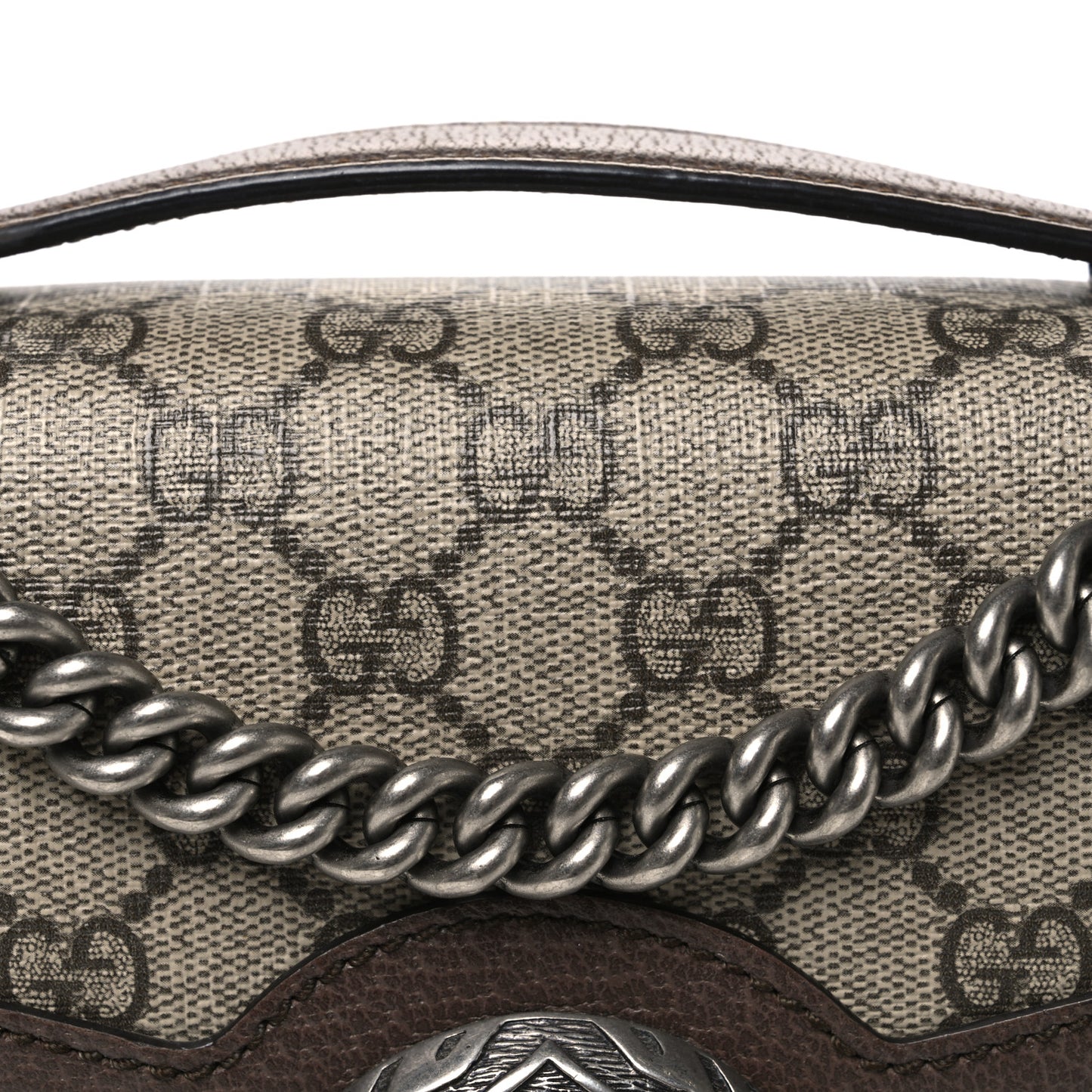 GG Supreme Monogram Textured Dollar Calfskin Top Handle Dionysus Shoulder Bag Beige Ebony New Acero