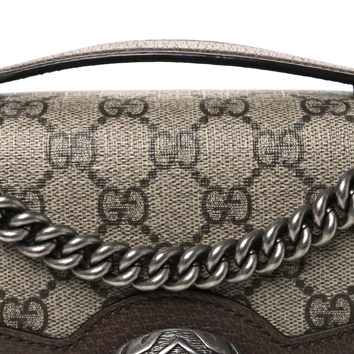 Gucci GG Supreme Monogram Textured Dollar Calfskin Top Handle Dionysus Shoulder Bag Beige Ebony New Acero 8 of 10