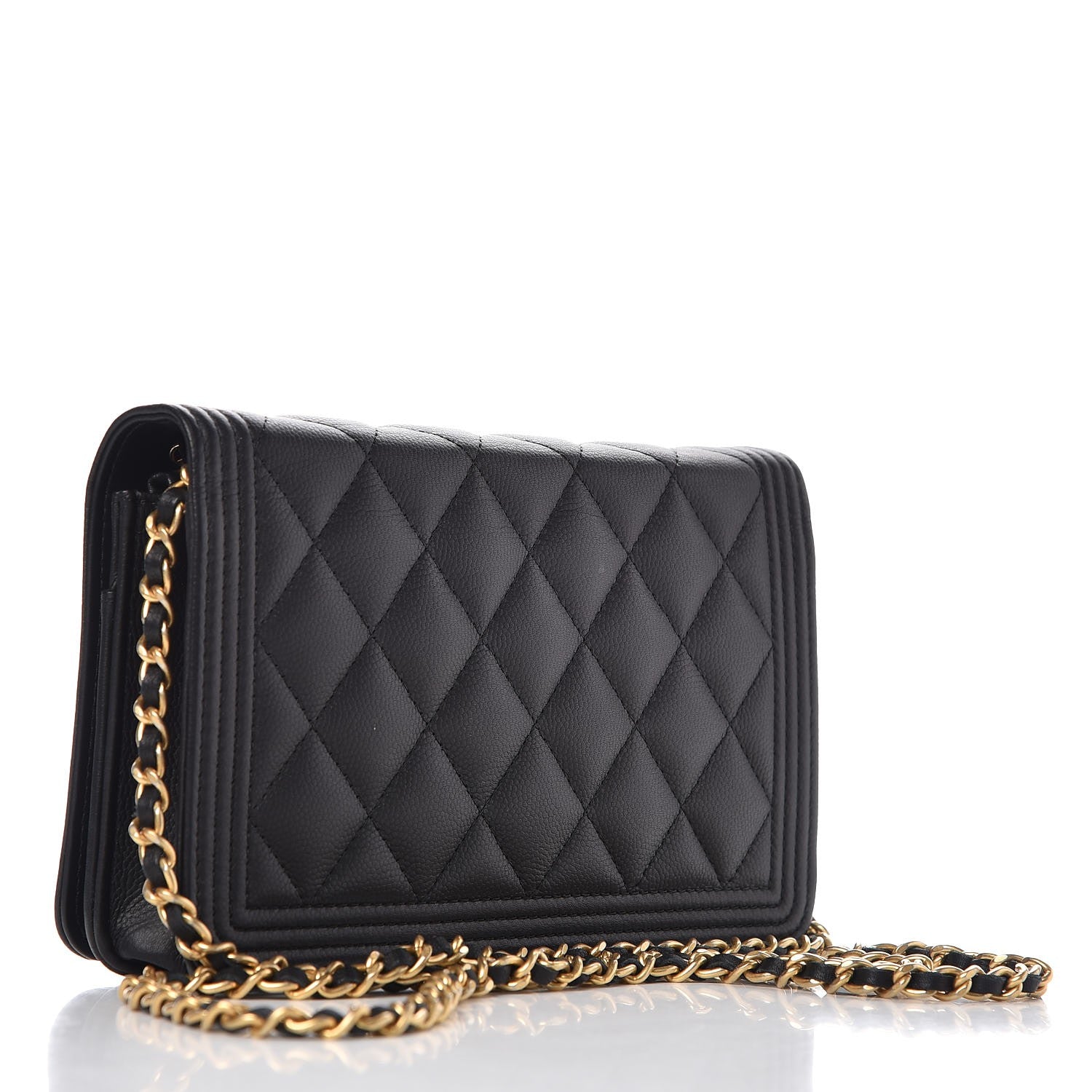 Chanel Caviar Quilted Boy Wallet On Chain WOC Black 3 of 9