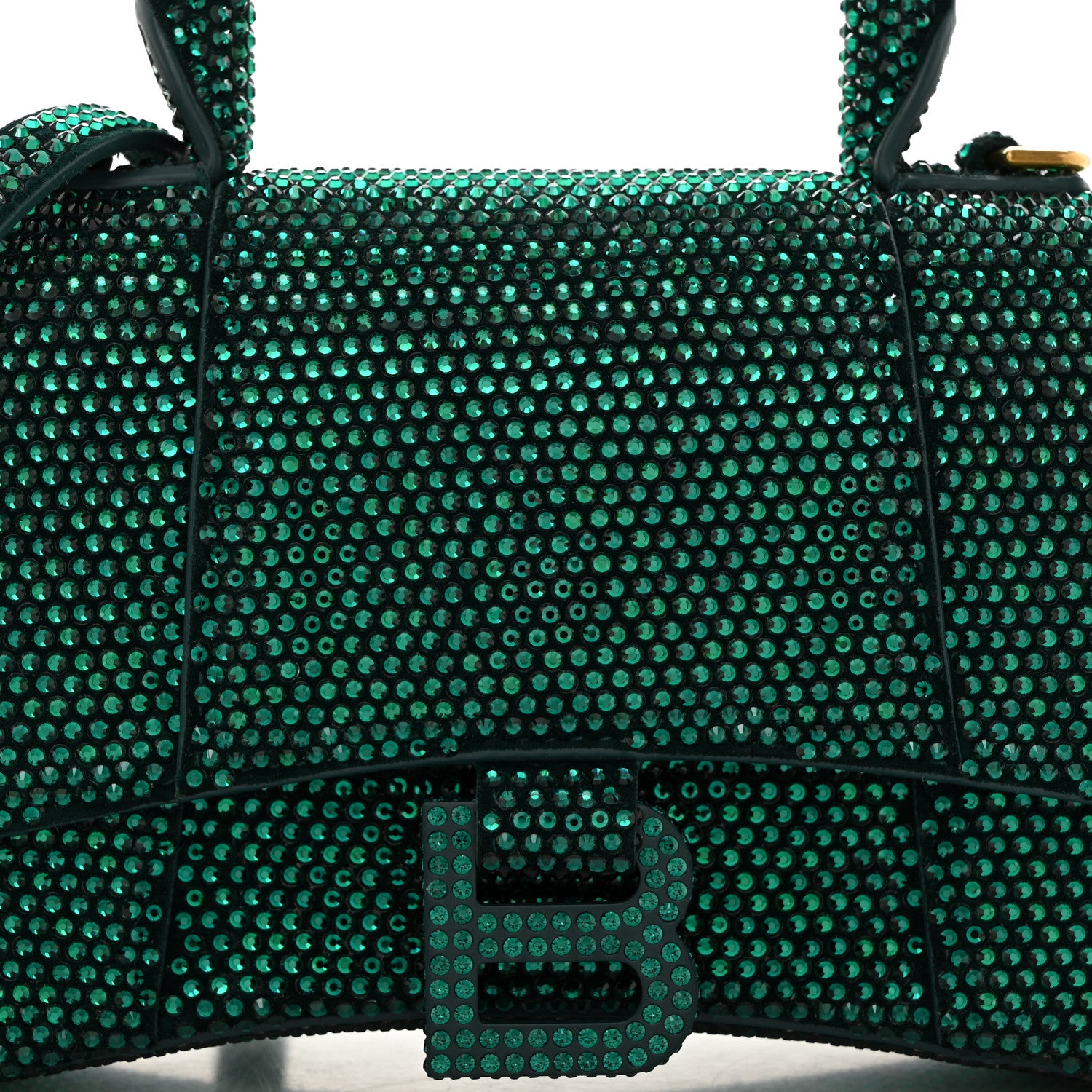 Balenciaga Strass Suede Hourglass Top Handle Bag XS Emerald 8 of 10