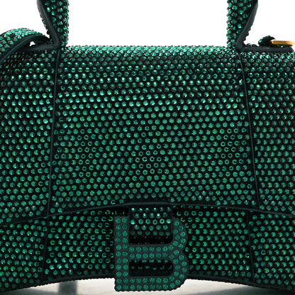 Balenciaga Strass Suede Hourglass Top Handle Bag XS Emerald 8 of 10