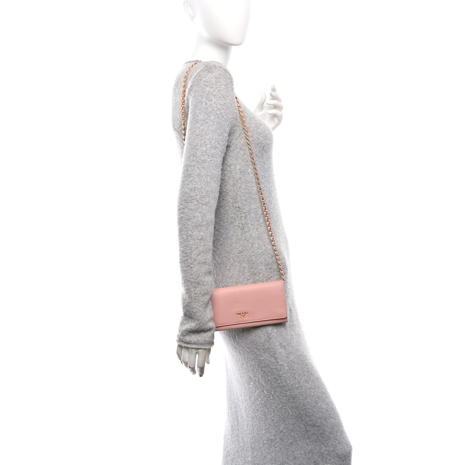 Prada Saffiano Wallet on Chain Pink 2 of 9