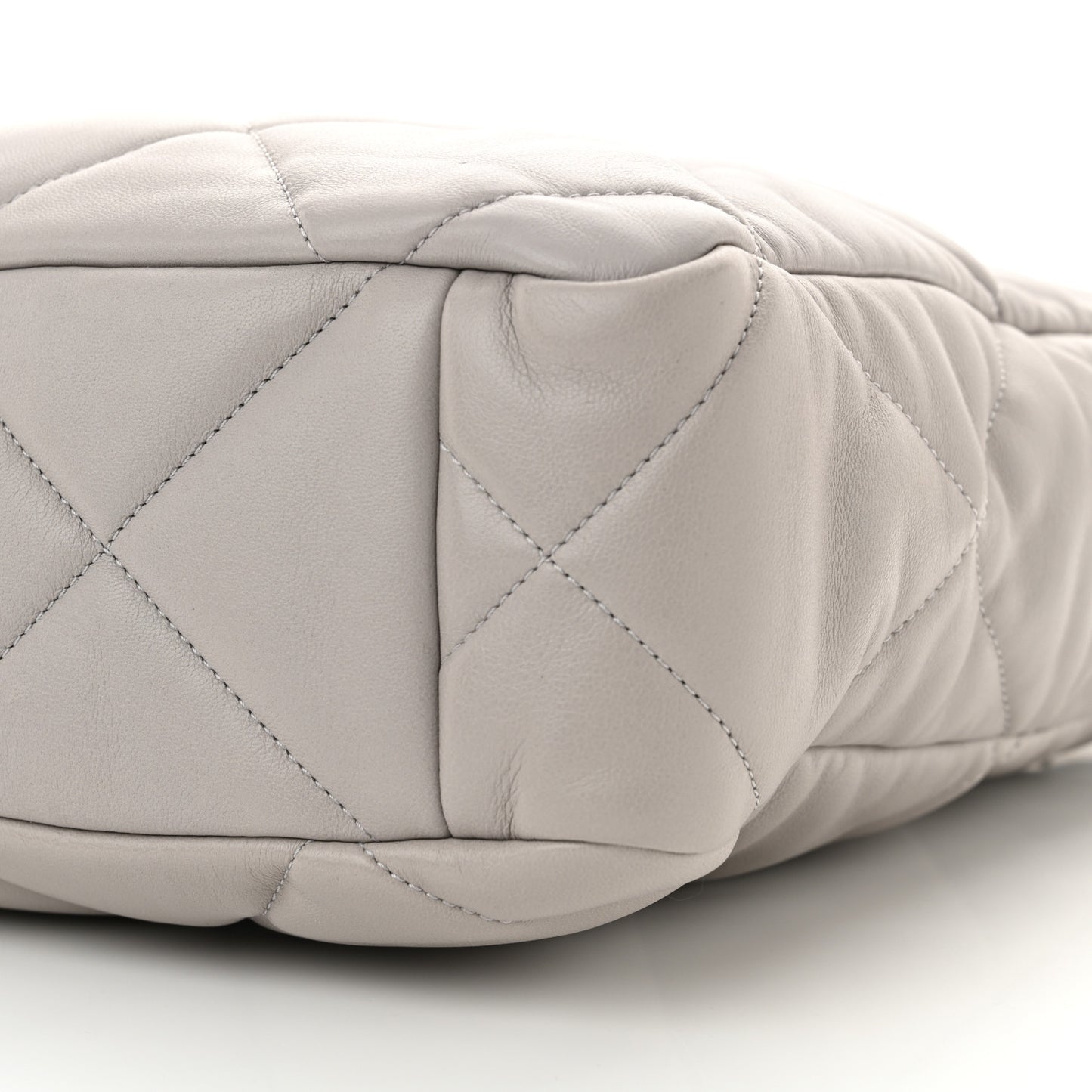 Lambskin Quilted Chanel 19 Shopping Bag Grey