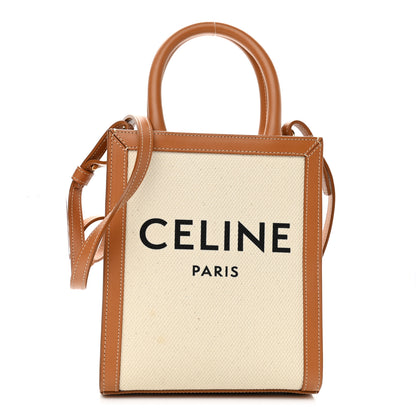 Celine Canvas Calfskin Mini Vertical Cabas Natural Tan 1 of 9