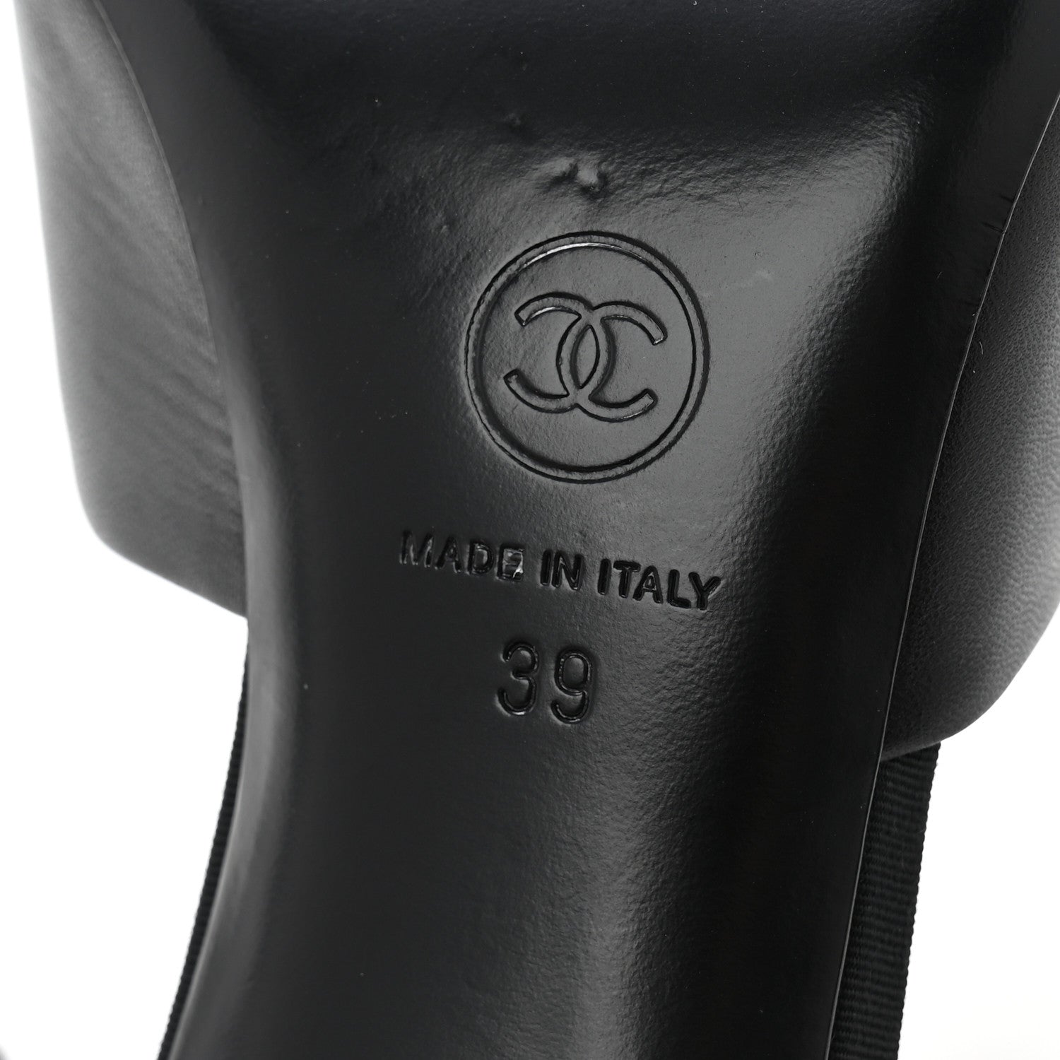 Chanel Goatskin Grosgrain Cap Toe Pearl Mule 39 Black 7 of 10