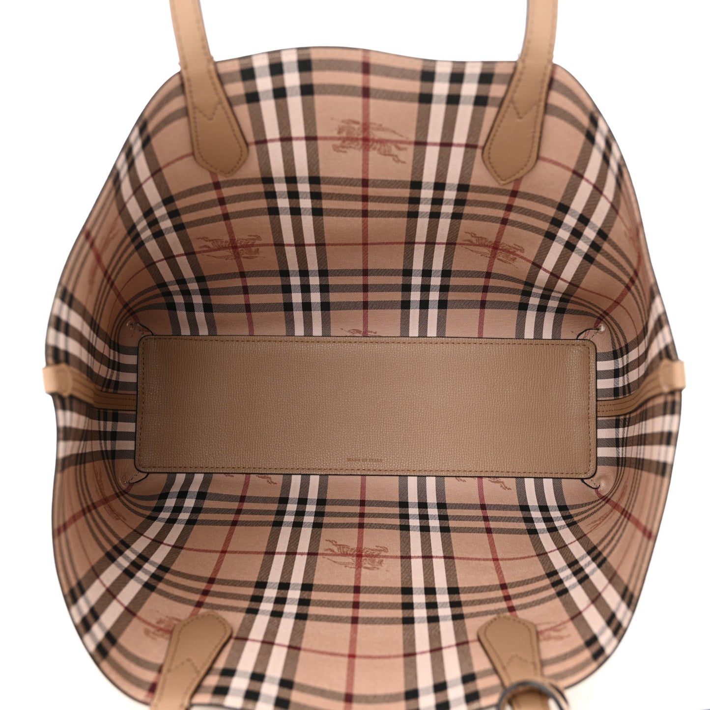 Grainy Calfskin Haymarket Check Medium Reversible Tote Camel