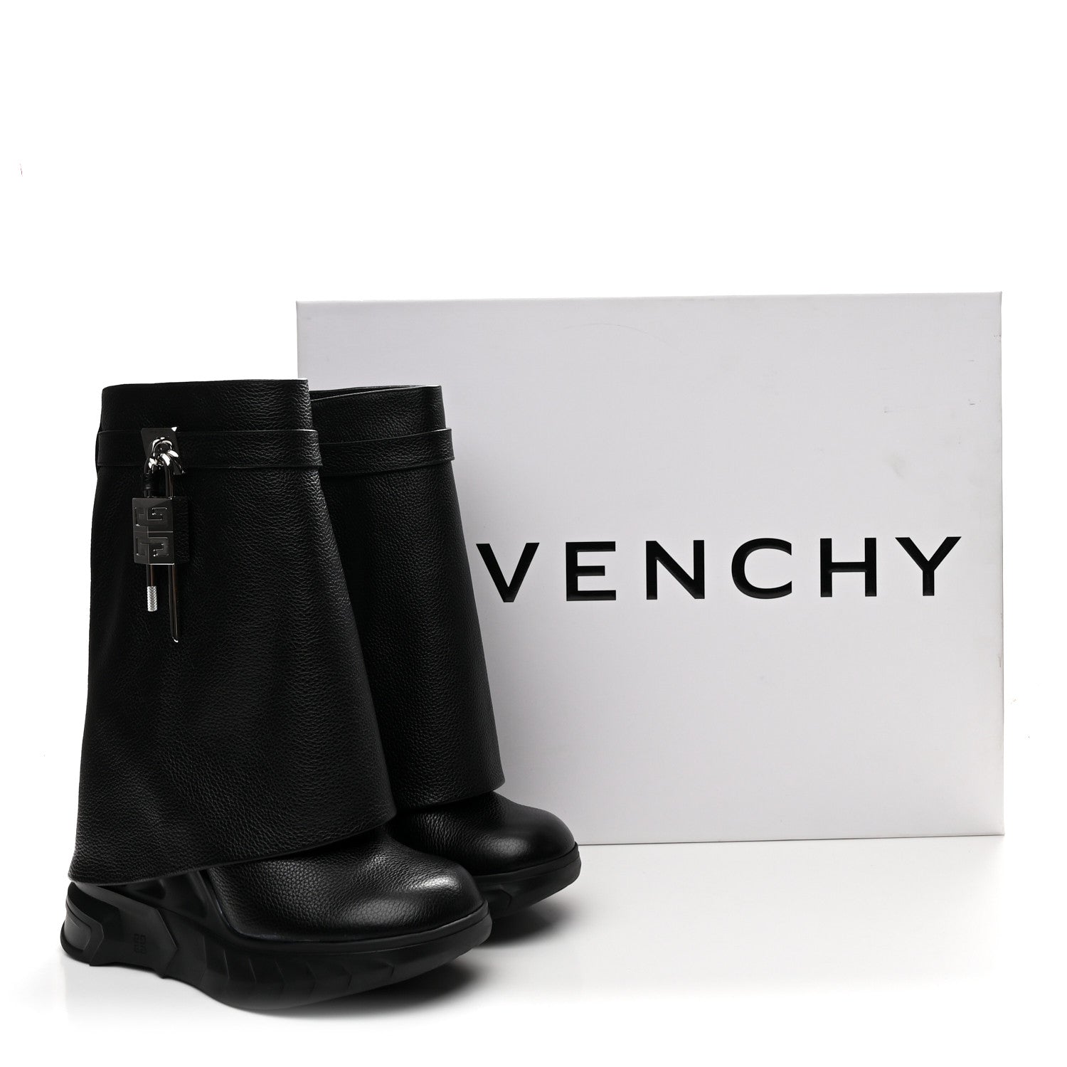 Givenchy Grained Calfskin Shark Lock Biker Ankle Boots 38 Black 10 of 10