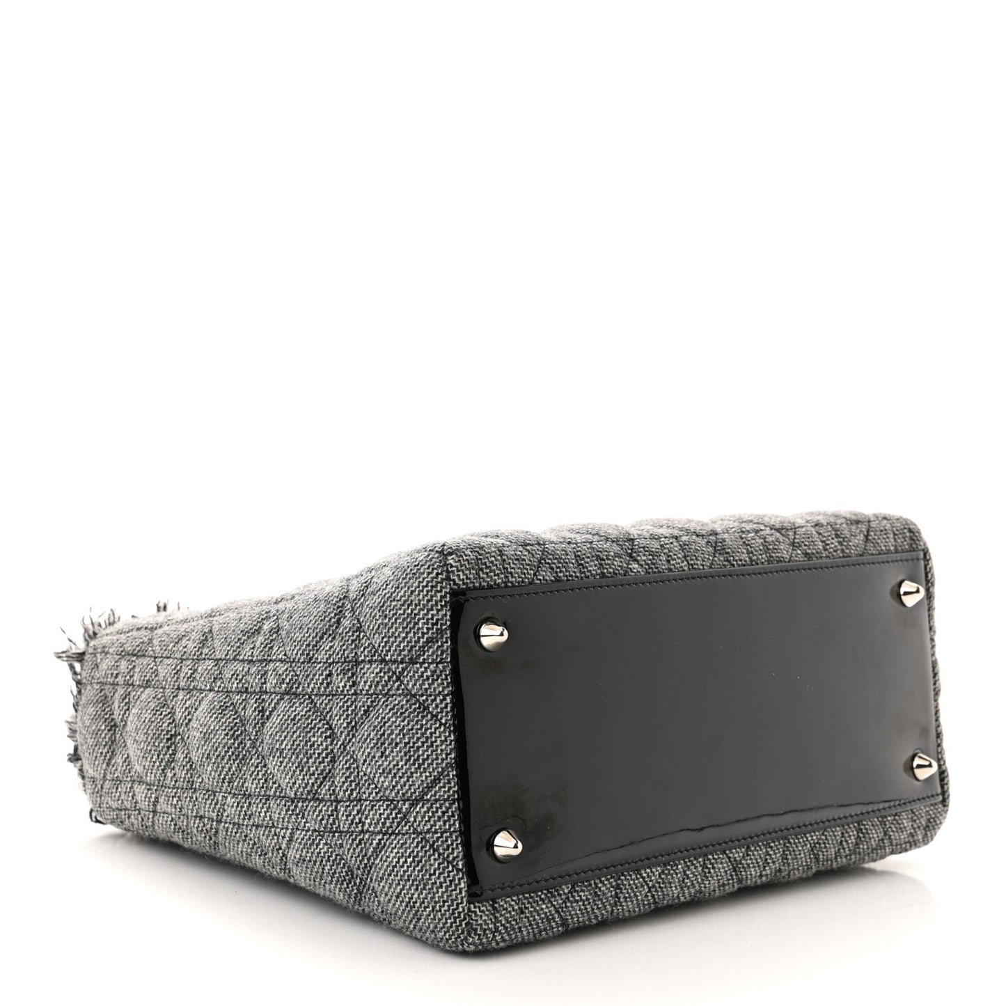 Denim Fringe Medium Lady Dior Grey