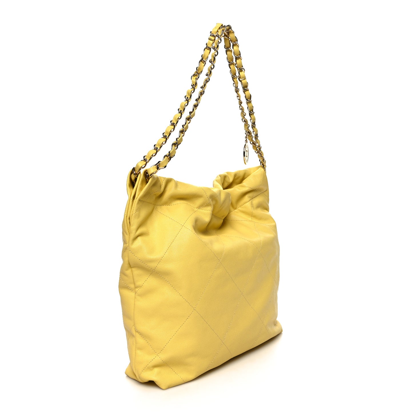Shiny Caviar Quilted Small Chanel 22 Yellow