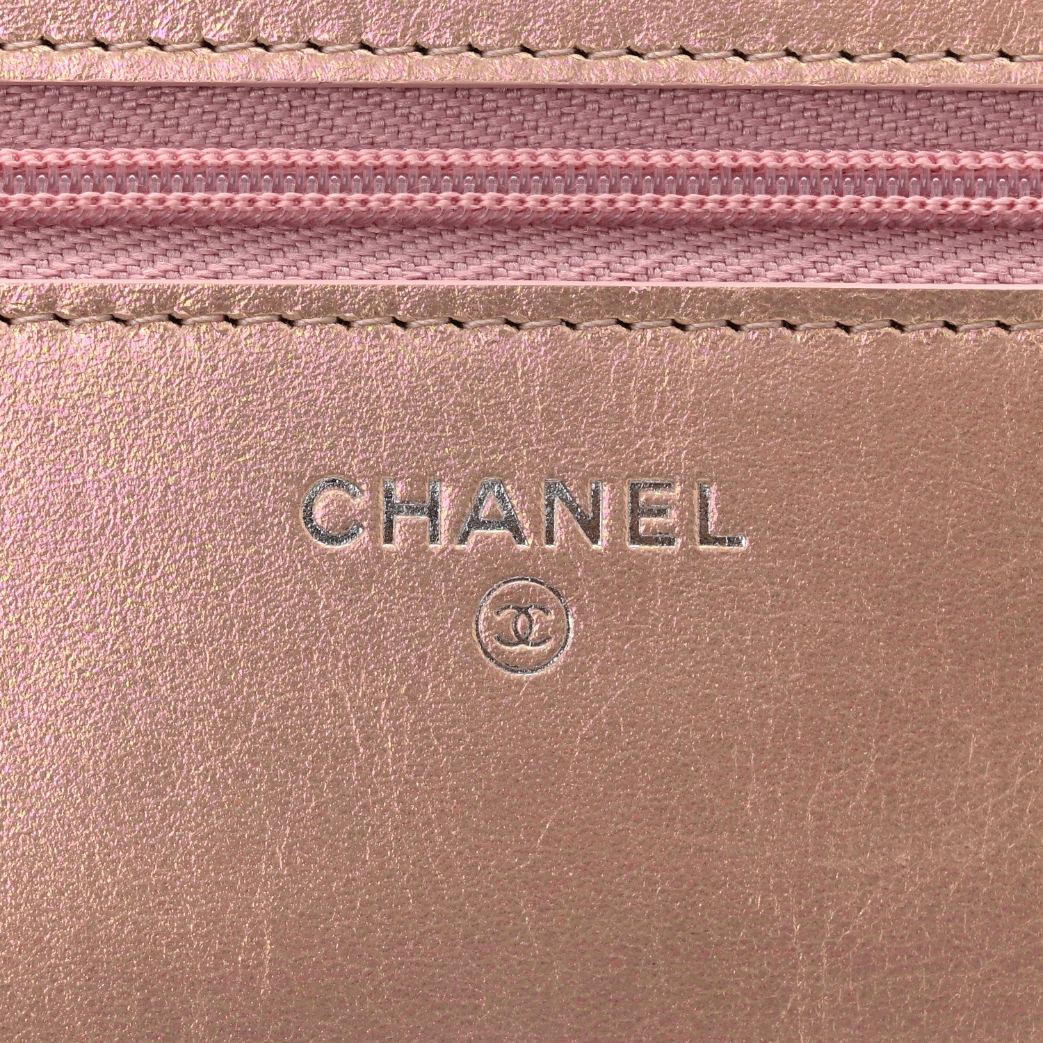Chanel Iridescent Calfskin Quilted Wallet On Chain WOC Pink 6 of 12