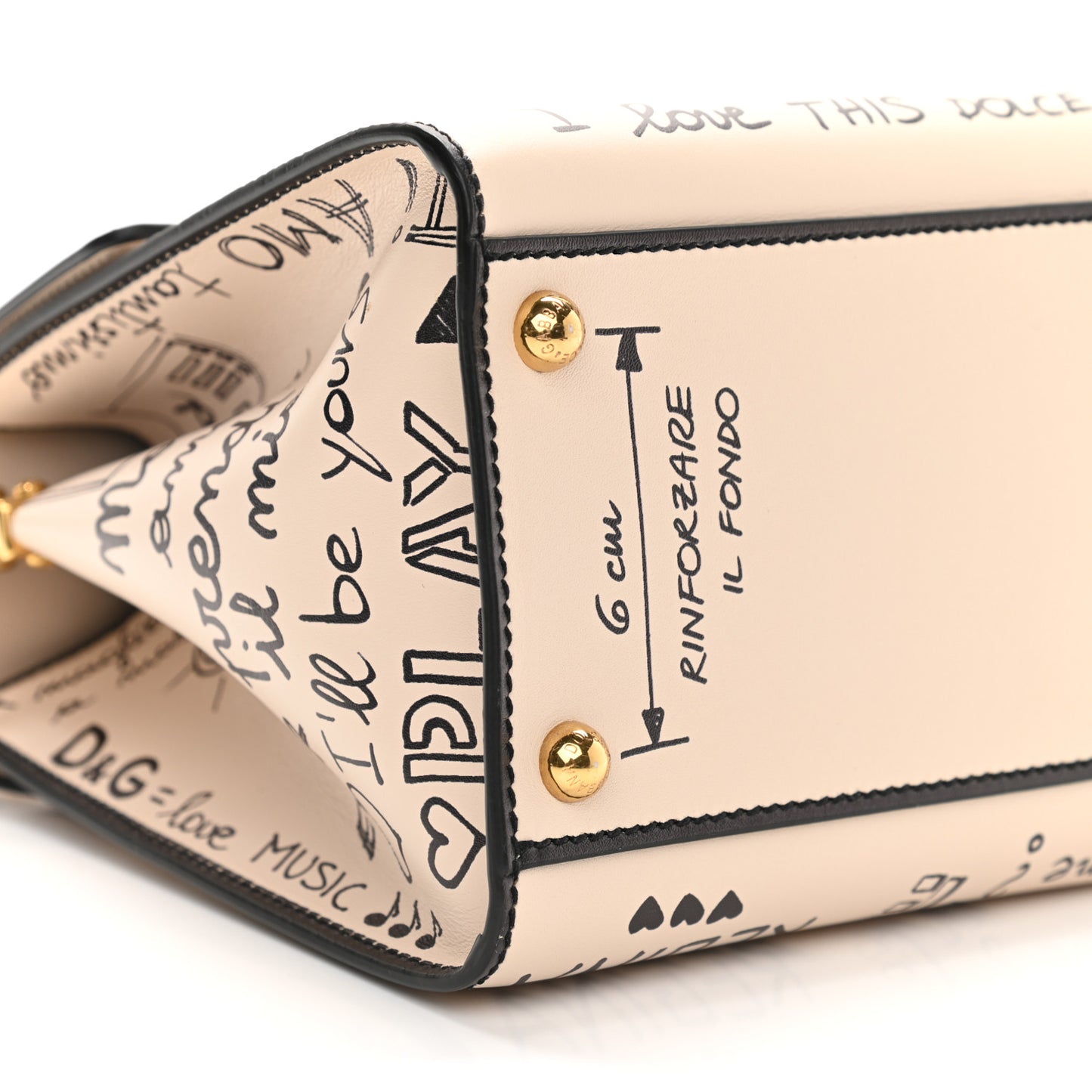 Calfskin Graffiti Printed Welcome Satchel White Black