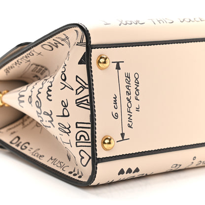 Dolce & Gabbana Calfskin Graffiti Printed Welcome Satchel White Black 9 of 10
